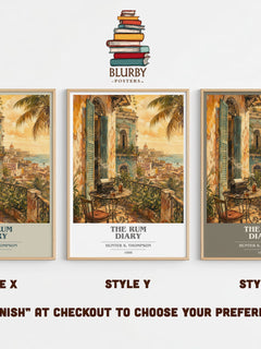 The Rum Diary book cover print in frame leaning in hallway – literary fiction wall art