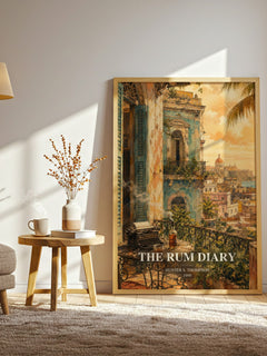 The Rum Diary watercolour print in frame leaning in hallway – literary fiction wall art