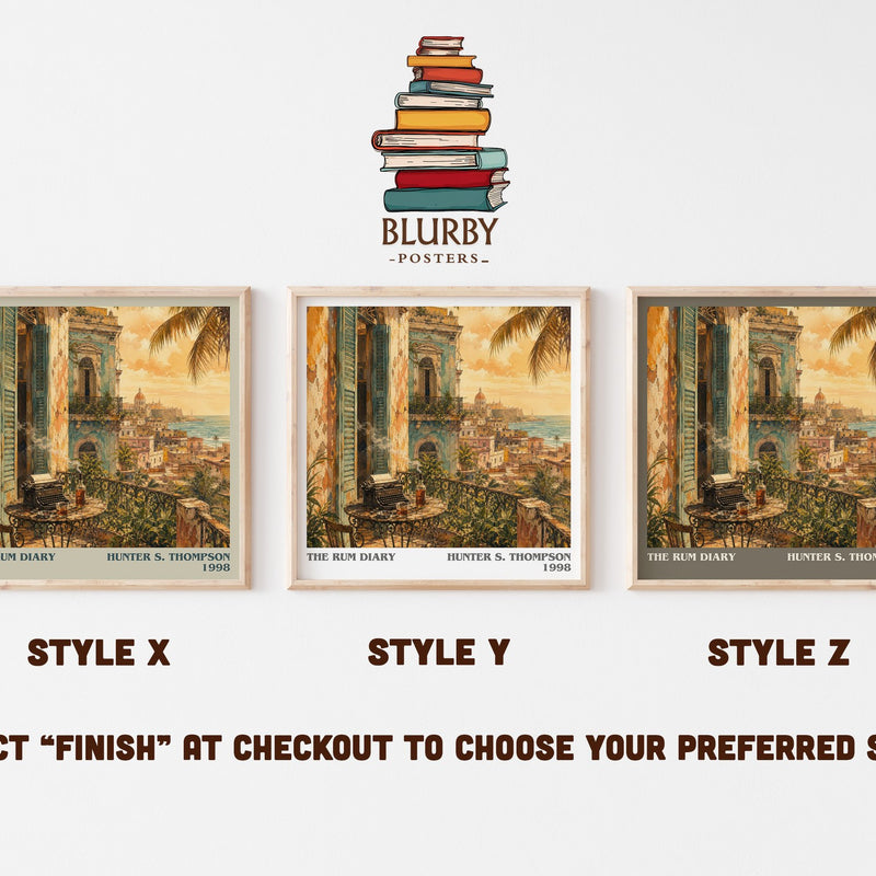 The Rum Diary literary print in frame leaning in hallway – literary fiction wall art