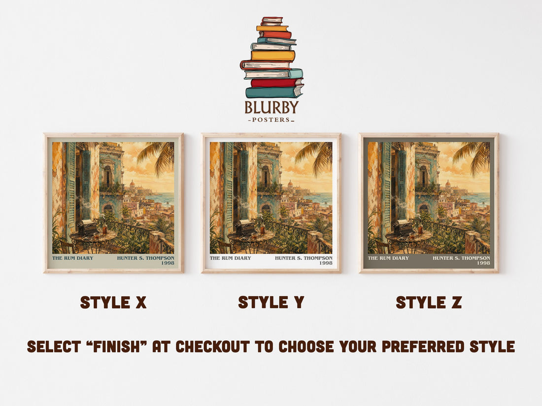The Rum Diary literary print in frame leaning in hallway – literary fiction wall art (mockup)