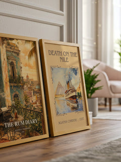 The Rum Diary watercolour print framed by window – literary home decor