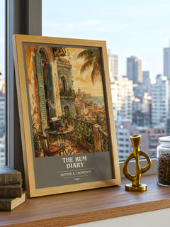 The Rum Diary book cover print framed by window – literary home decor