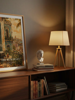 The Rum Diary watercolour print on bookshelf – Hunter S. Thompson fan gift