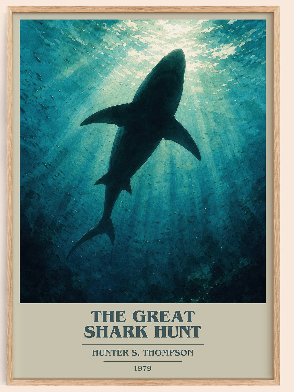 The great shark hunt book cover book poster by Hunter S. Thompson – framed literary art print