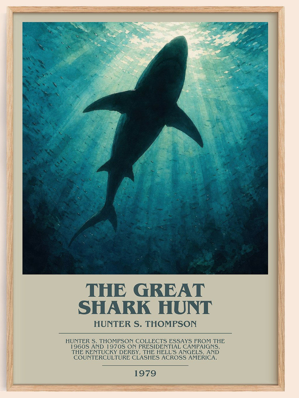 The great shark hunt bookish book poster by Hunter S. Thompson – framed literary art print