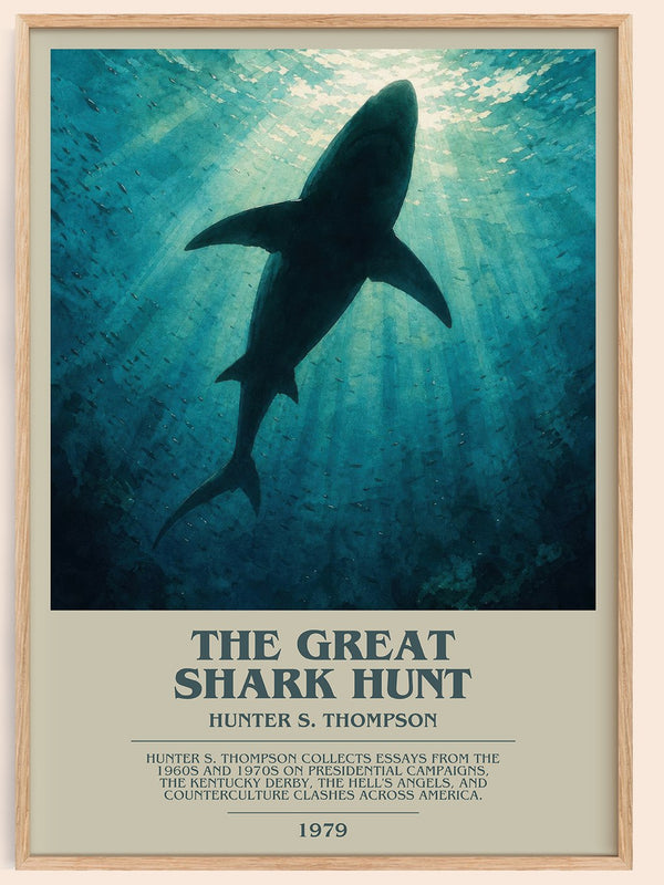 The great shark hunt bookish book poster by Hunter S. Thompson – framed literary art print