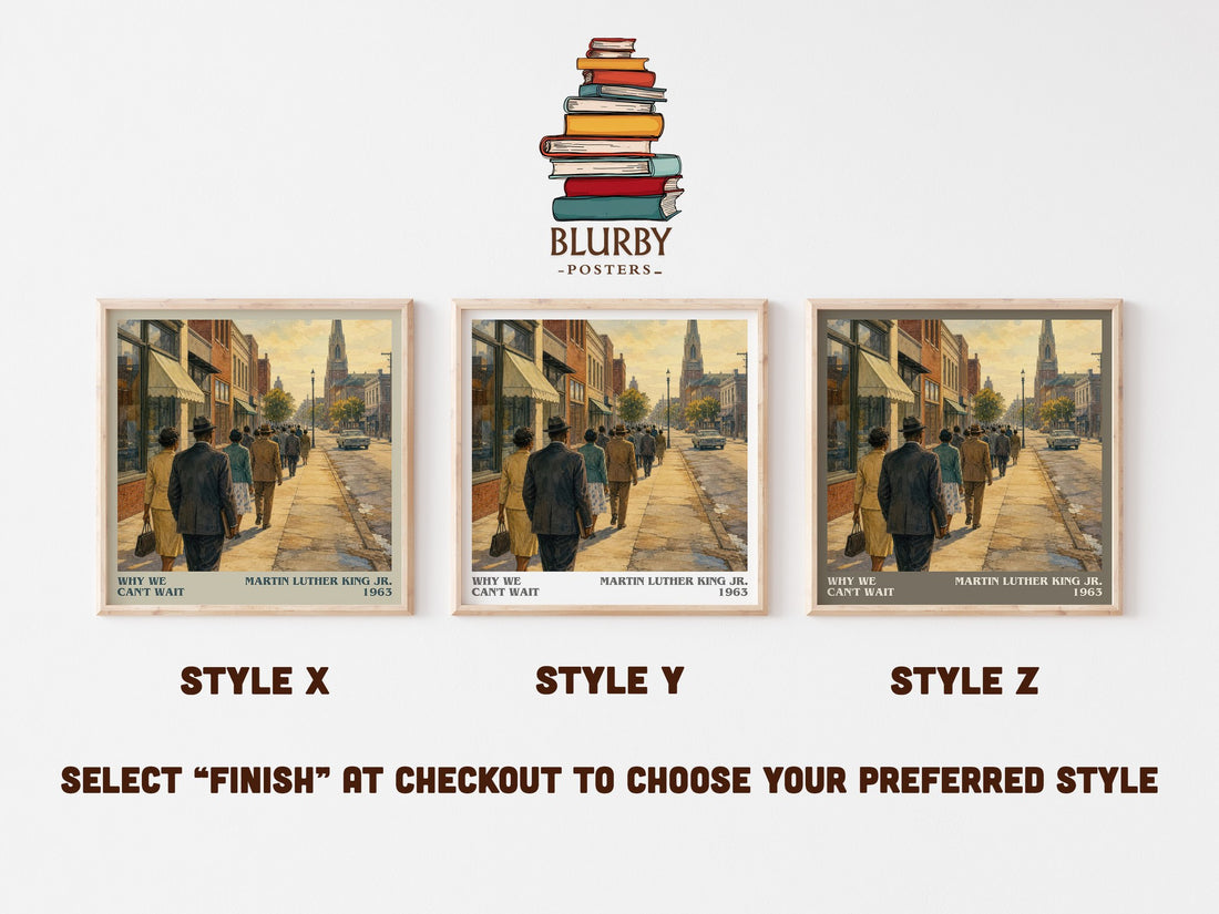 Why We Can't Wait literary print in frame leaning in hallway – non fiction wall art (mockup)