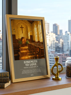 Strength to love bookish print framed by window – literary home decor