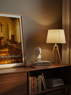 Strength to love watercolour print on bookshelf – Martin Luther King Jr. fan gift