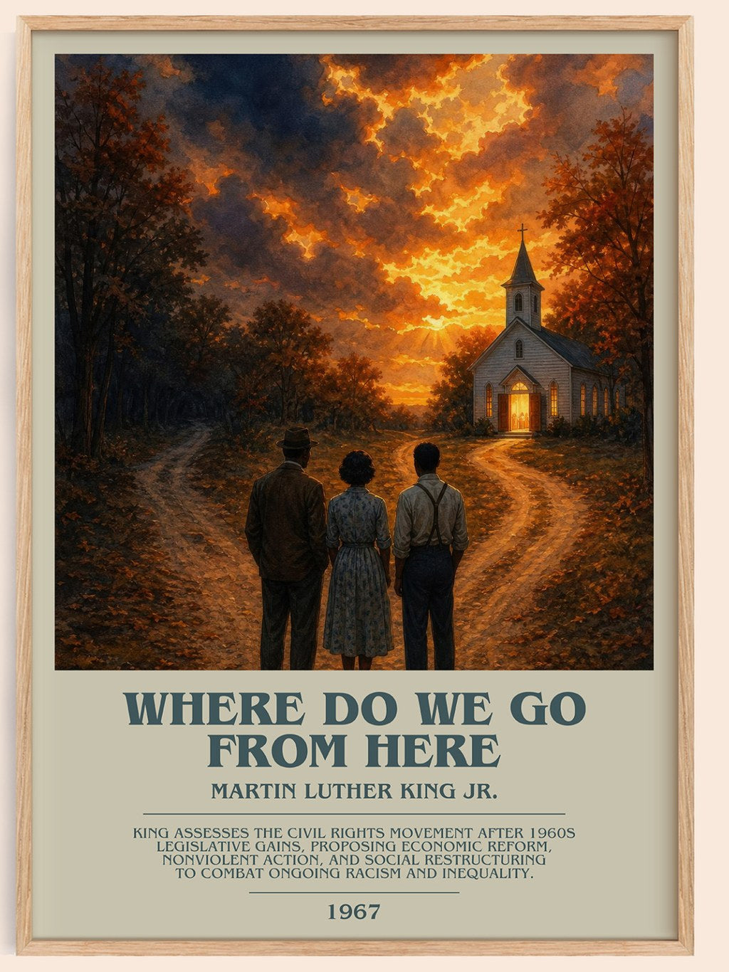 Where do we go from here bookish book poster by Martin Luther King Jr. – framed literary art print