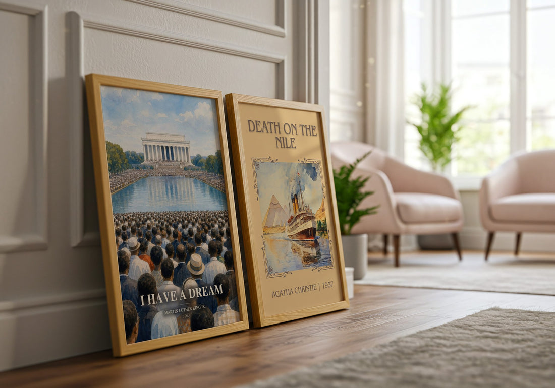 I have a dream watercolour print framed by window – literary home decor