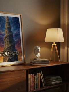 Stories of Your Life and Others watercolour print on bookshelf – Ted Chiang fan gift