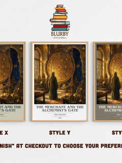 The Merchant and the Alchemist's Gate book cover print in frame leaning in hallway – sci fi wall art