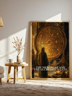 The Merchant and the Alchemist's Gate watercolour print in frame leaning in hallway – sci fi wall art