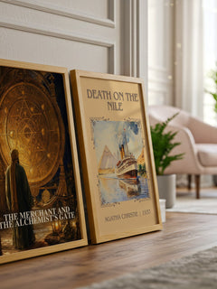 The Merchant and the Alchemist's Gate watercolour print framed by window – literary home decor
