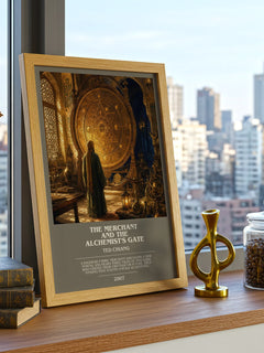 The Merchant and the Alchemist's Gate bookish print framed by window – literary home decor