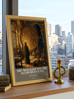 The Merchant and the Alchemist's Gate book cover print framed by window – literary home decor