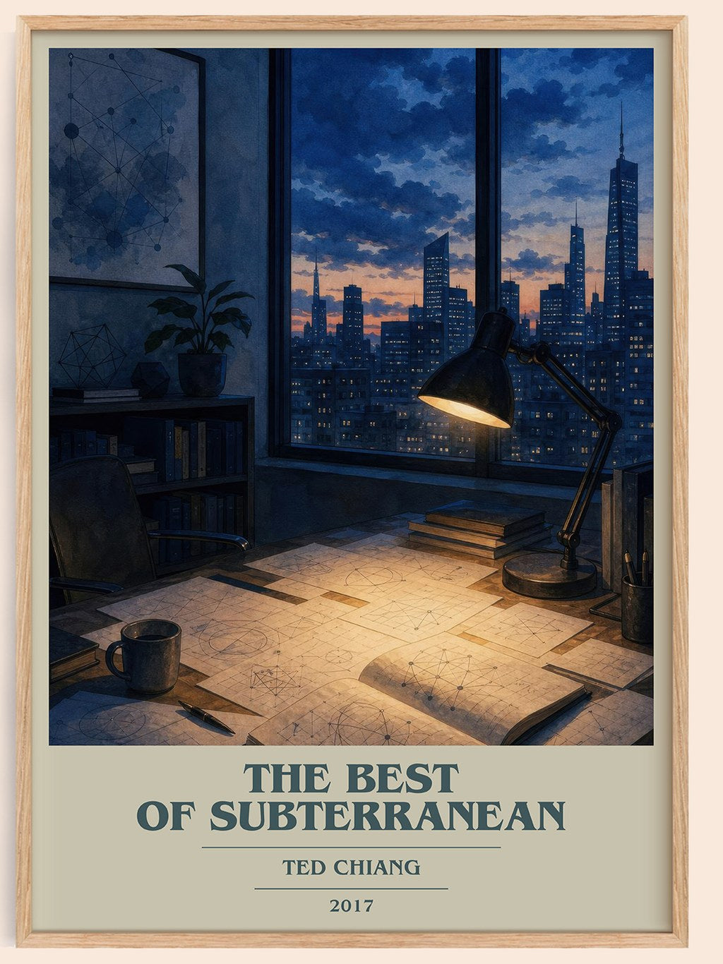 The Best of Subterranean book cover book poster by Ted Chiang – framed literary art print