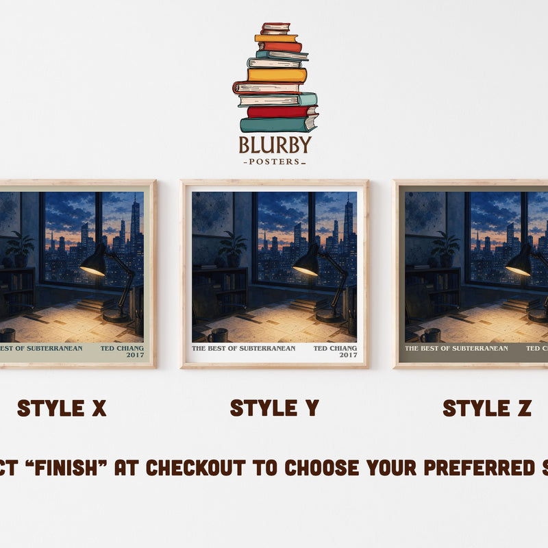 The Best of Subterranean literary print in frame leaning in hallway – sci fi wall art