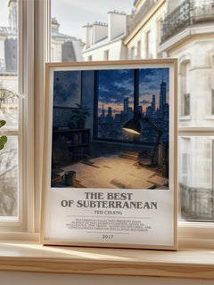 The Best of Subterranean bookish poster colour and style options – Ted Chiang book art