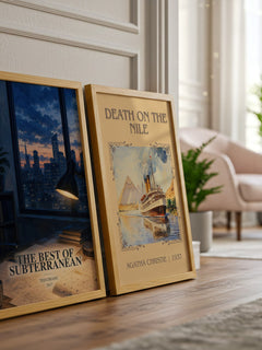 The Best of Subterranean watercolour print framed by window – literary home decor