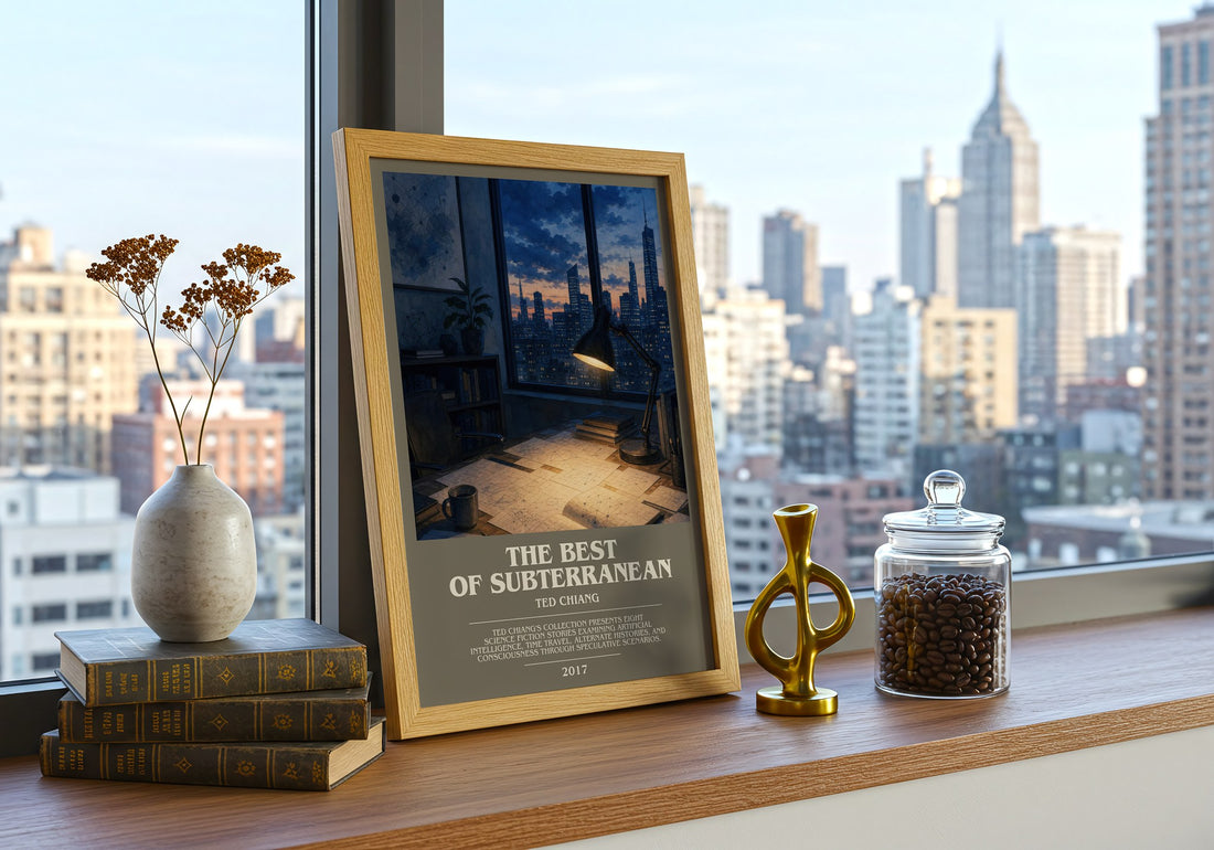 The Best of Subterranean bookish print framed by window – literary home decor