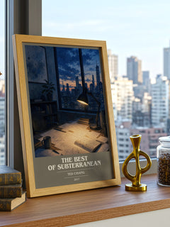 The Best of Subterranean book cover print framed by window – literary home decor