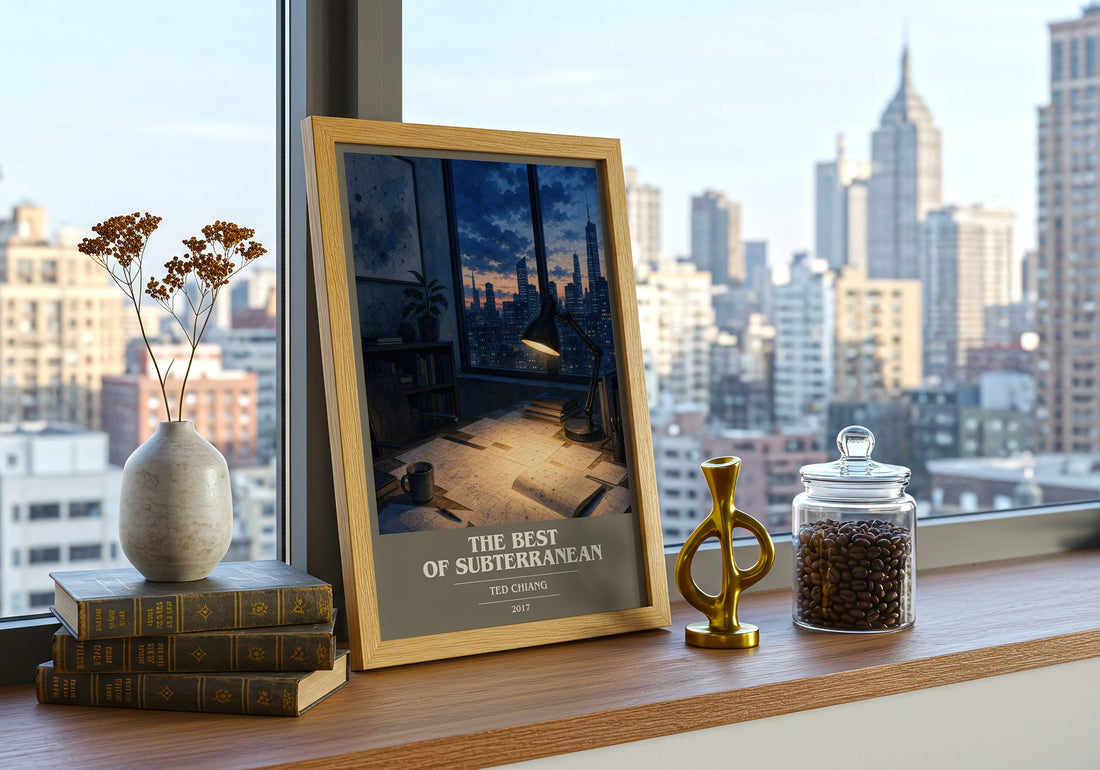 The Best of Subterranean book cover print framed by window – literary home decor