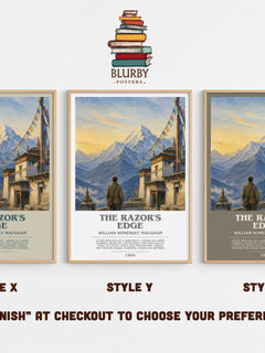 The Razor's Edge bookish print in frame leaning in hallway – literary fiction wall art