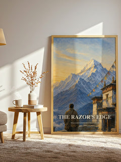 The Razor's Edge watercolour print in frame leaning in hallway – literary fiction wall art