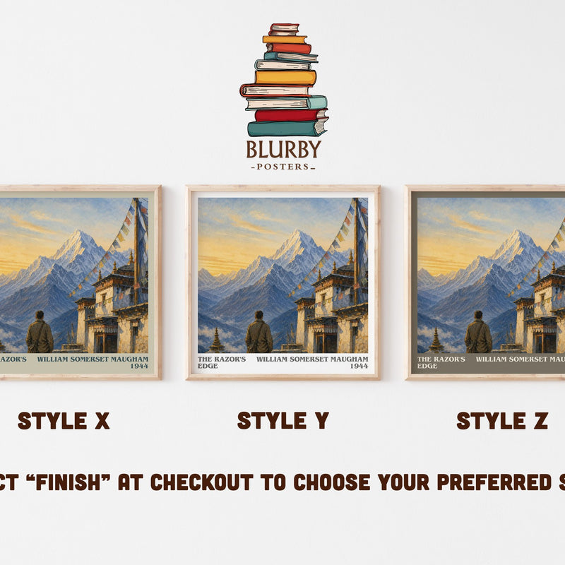 The Razor's Edge literary print in frame leaning in hallway – literary fiction wall art