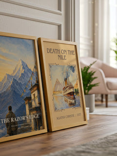 The Razor's Edge watercolour print framed by window – literary home decor