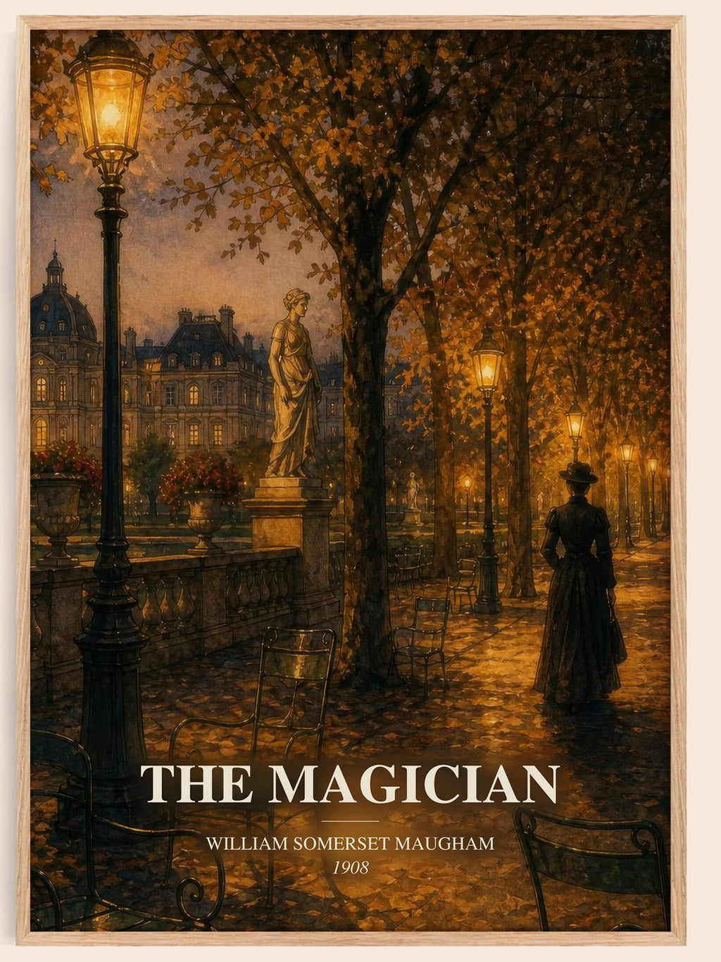 The Magician watercolour book poster by William Somerset Maugham – framed literary art print