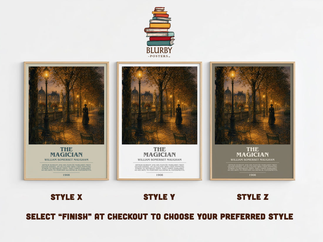 The Magician bookish print in frame leaning in hallway – gothic wall art (mockup)