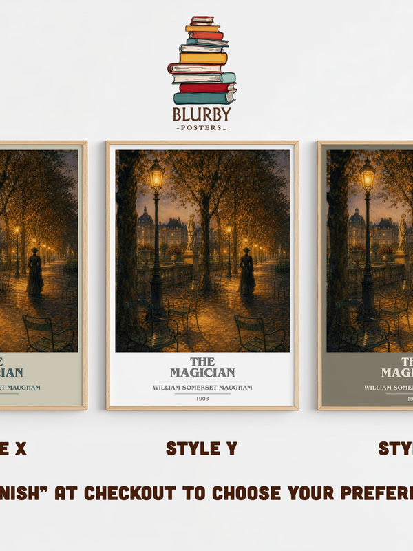 The Magician book cover print in frame leaning in hallway – gothic wall art