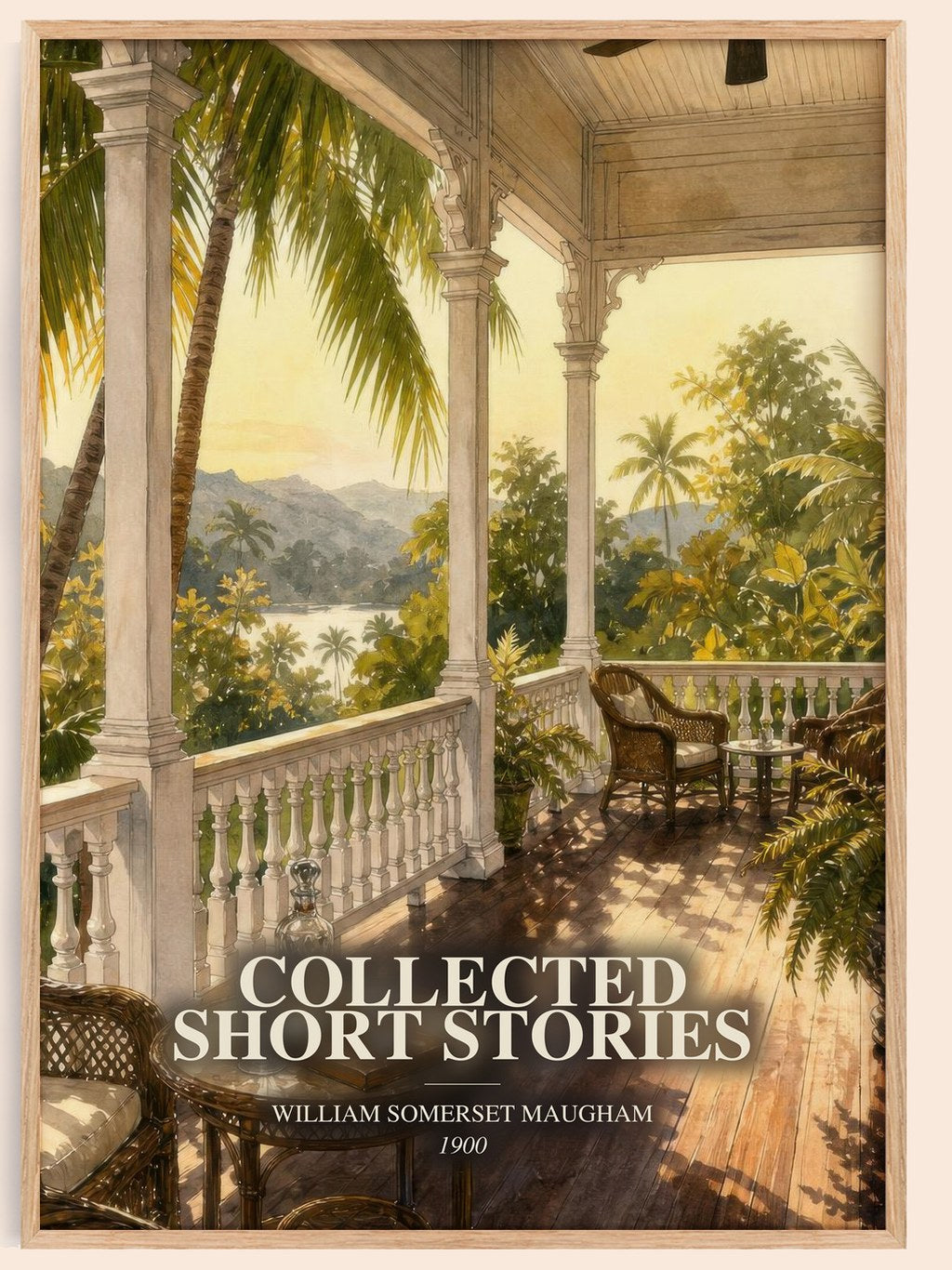 Collected short stories watercolour book poster by William Somerset Maugham – framed literary art print