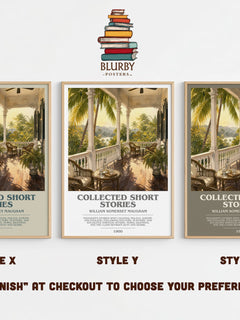 Collected short stories bookish print in frame leaning in hallway – classic literature wall art