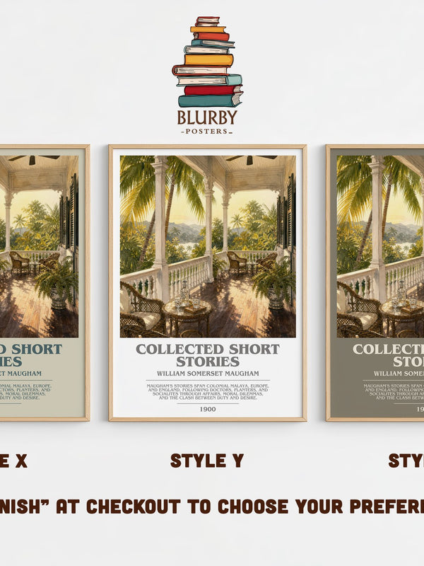 Collected short stories bookish print in frame leaning in hallway – classic literature wall art