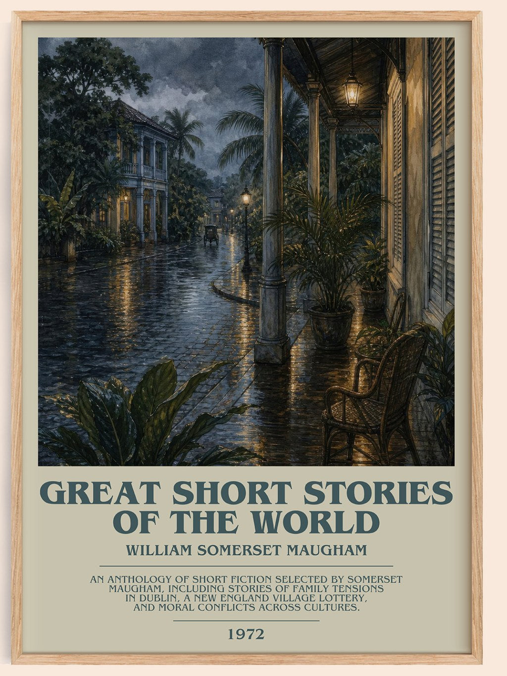Great Short Stories of the World bookish book poster by William Somerset Maugham – framed literary art print