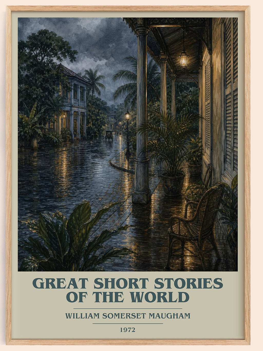 Great Short Stories of the World book cover book poster by William Somerset Maugham – framed literary art print