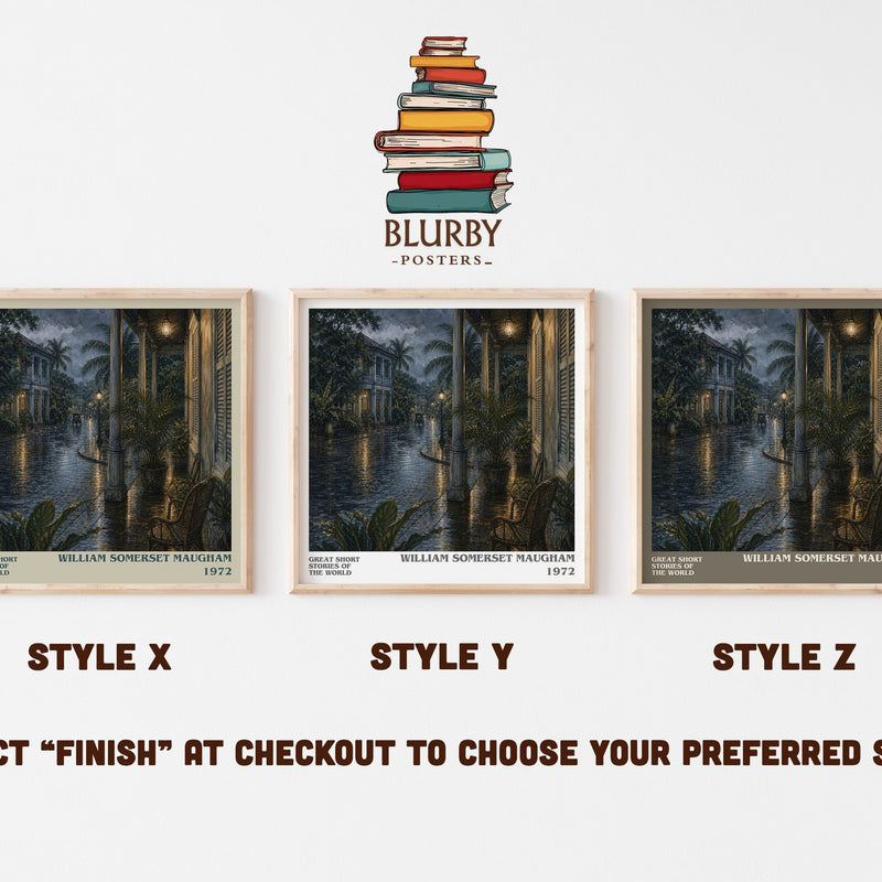 Great Short Stories of the World literary print in frame leaning in hallway – literary fiction wall art