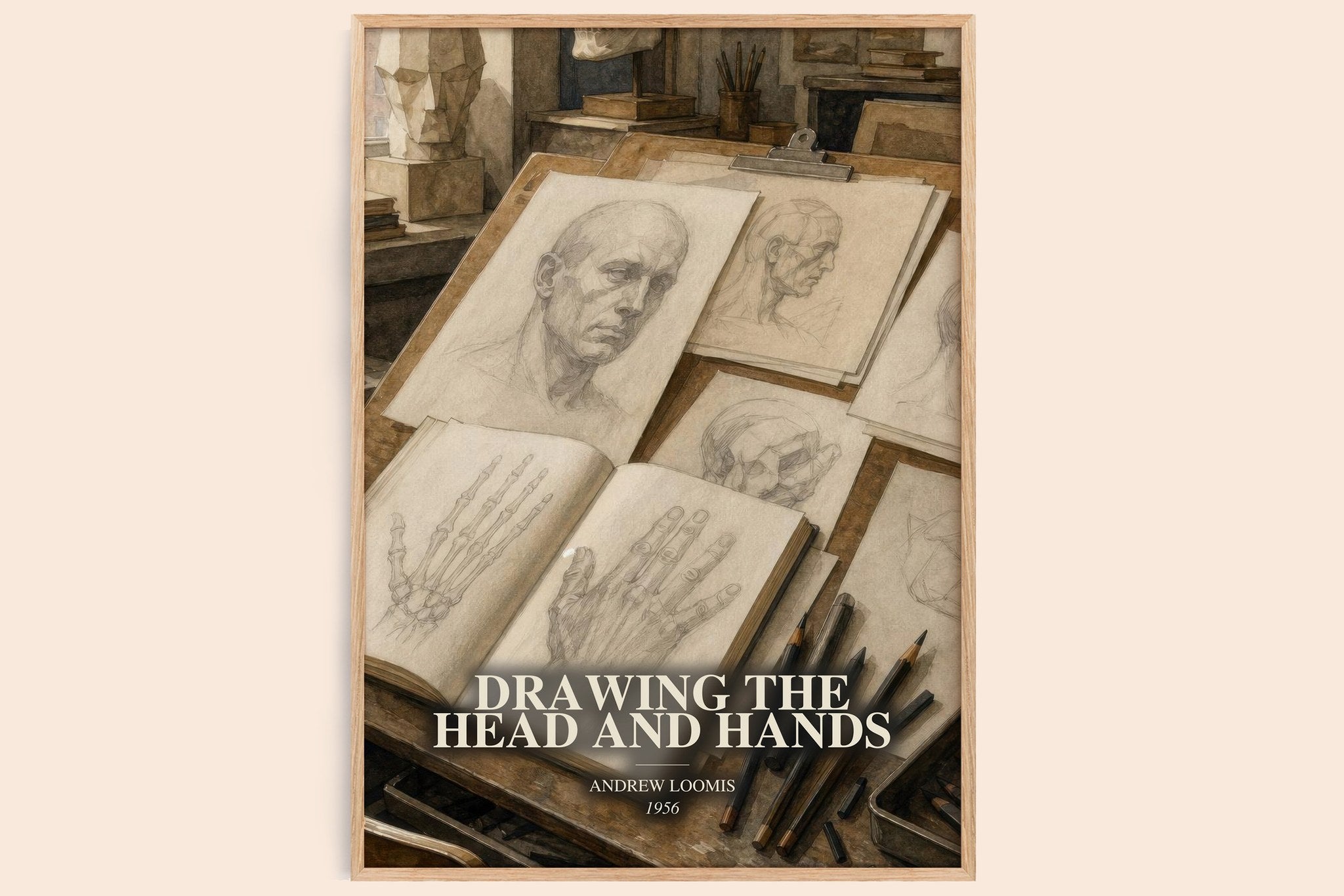 Drawing the head and hands Book Watercolour Illustration by A. Loomis