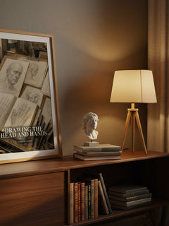 Drawing the head and hands watercolour print on bookshelf – Andrew Loomis fan gift