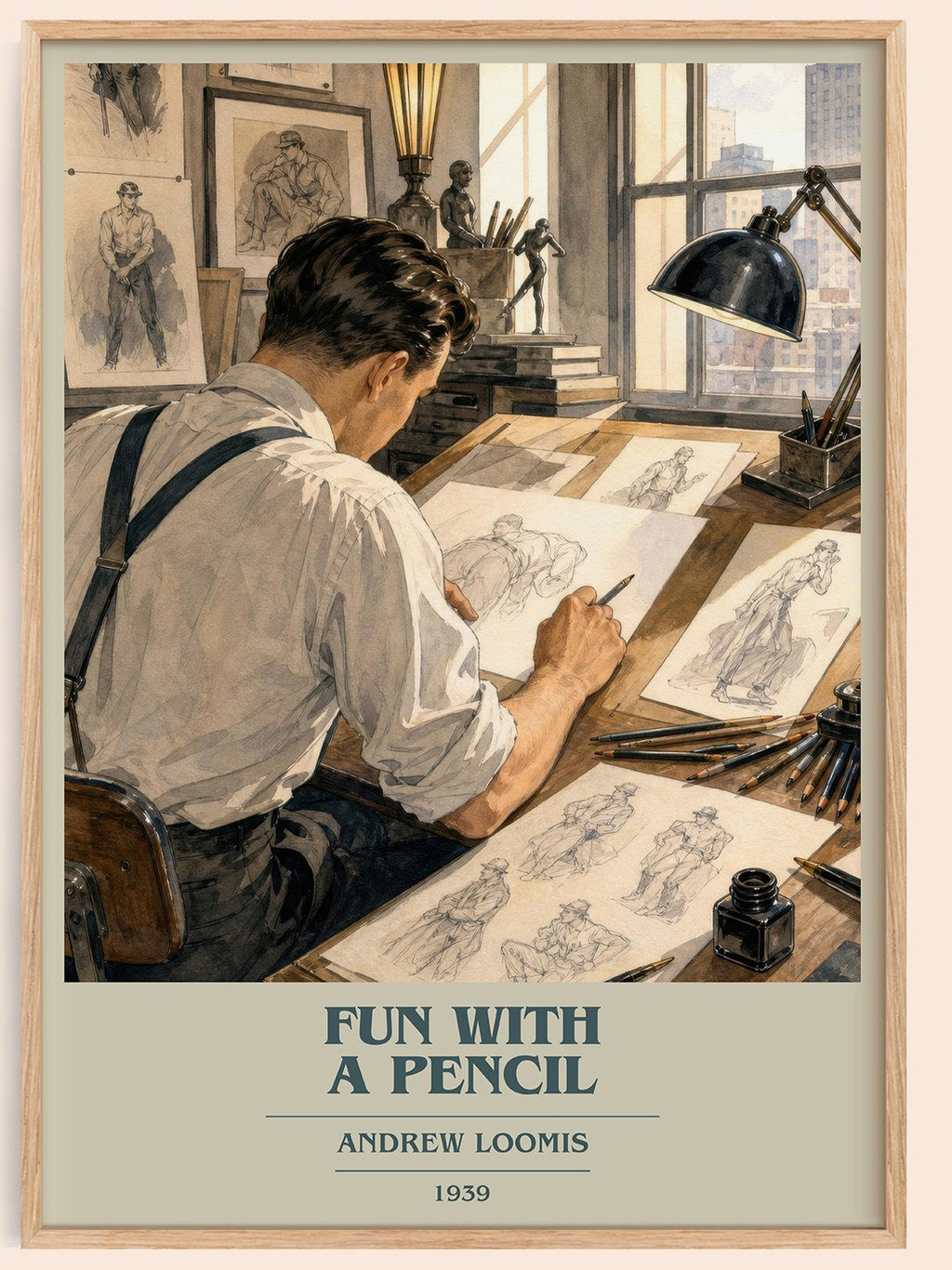 Fun With a Pencil book cover book poster by Andrew Loomis – framed literary art print