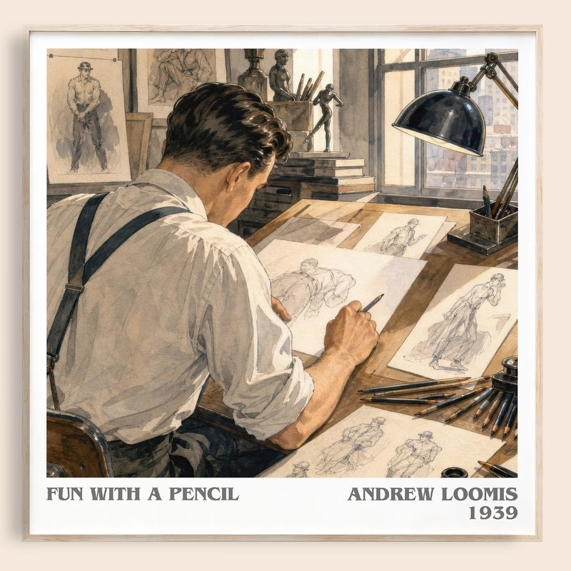 Fun With a Pencil literary book poster by Andrew Loomis – framed literary art print