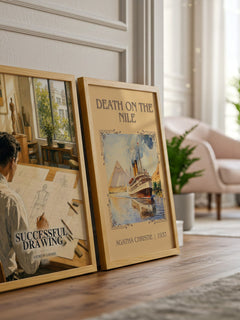 Successful drawing watercolour print framed by window – literary home decor