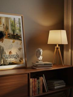 Successful drawing watercolour print on bookshelf – Andrew Loomis fan gift