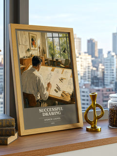 Successful drawing book cover print framed by window – literary home decor