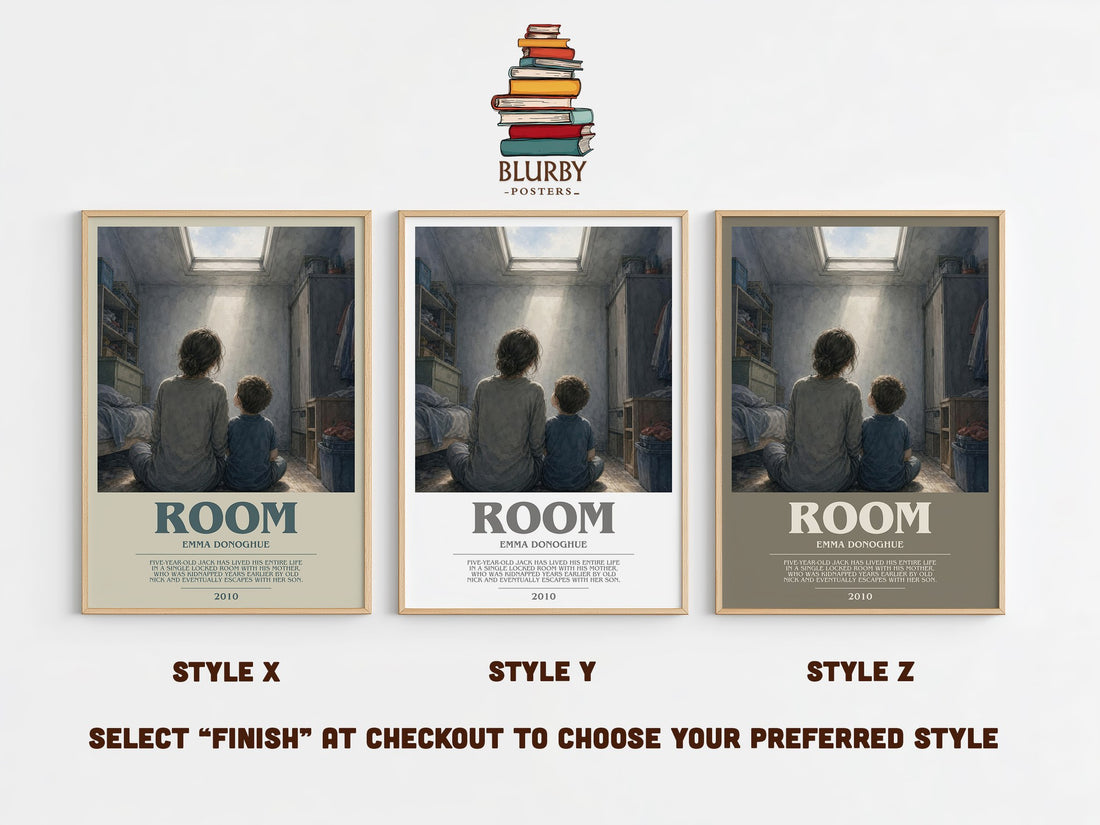 Room bookish print in frame leaning in hallway – contemporary fiction wall art (mockup)