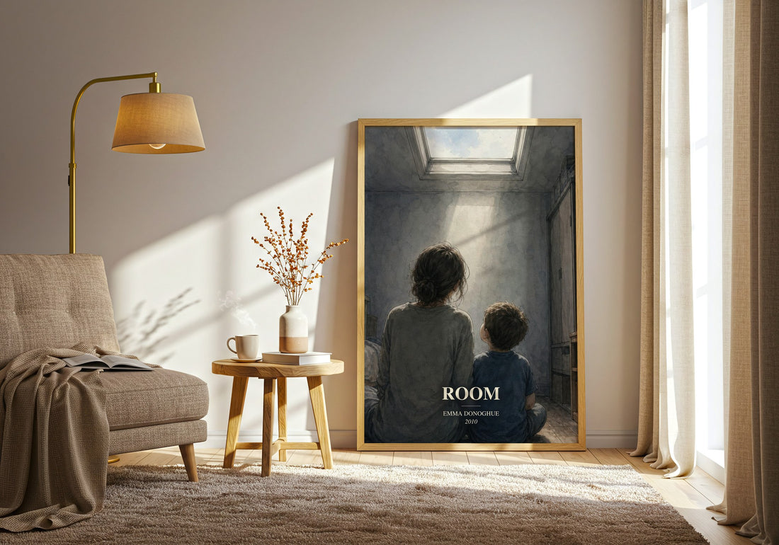 Room watercolour print in frame leaning in hallway – contemporary fiction wall art